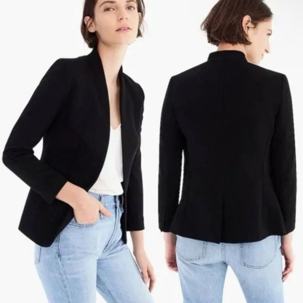 J. Crew 365 Black Going-Out Blazer Jacket Size 4 Tall Stretch Twill Classic Mod